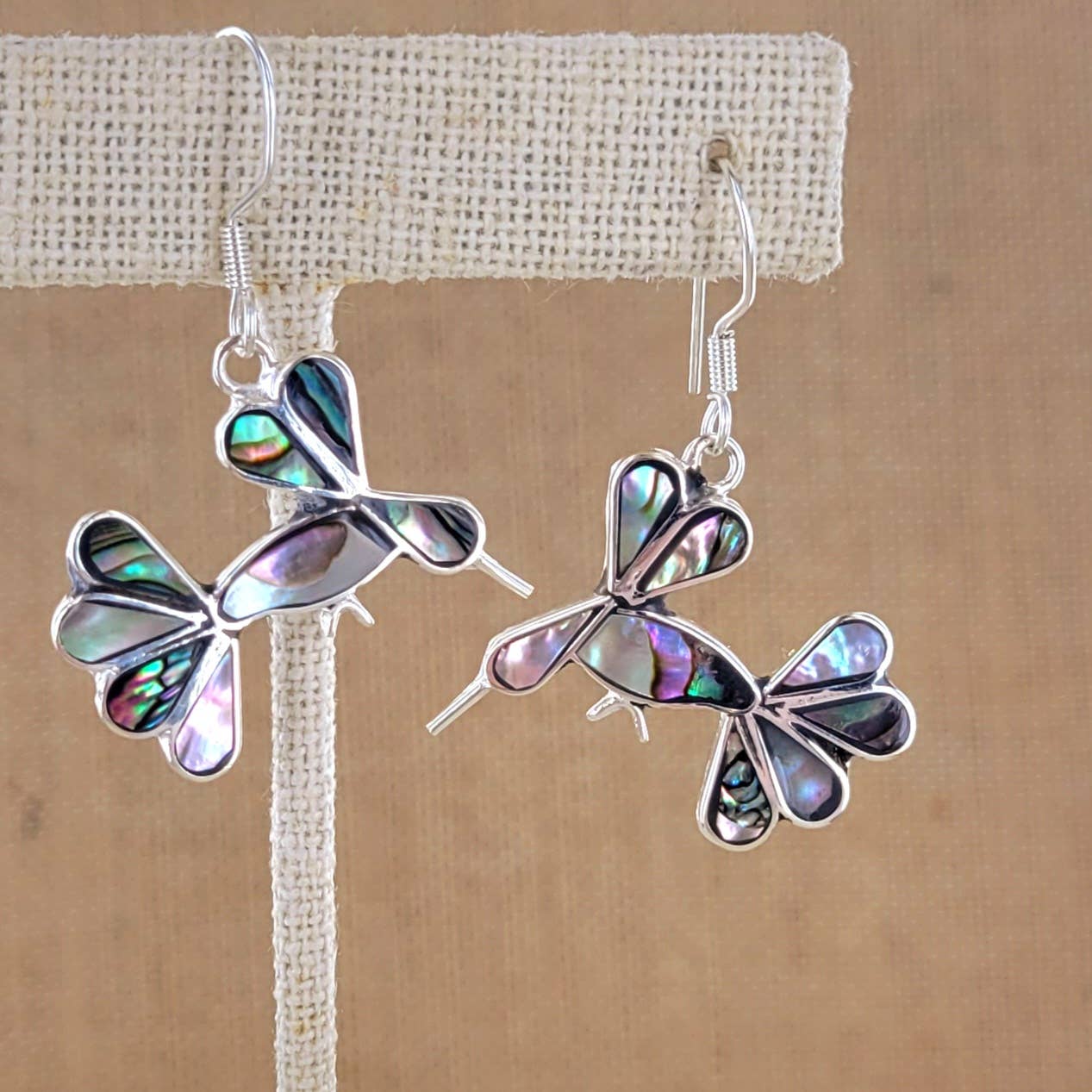 Abalone Hummingbird Dangle Earrings