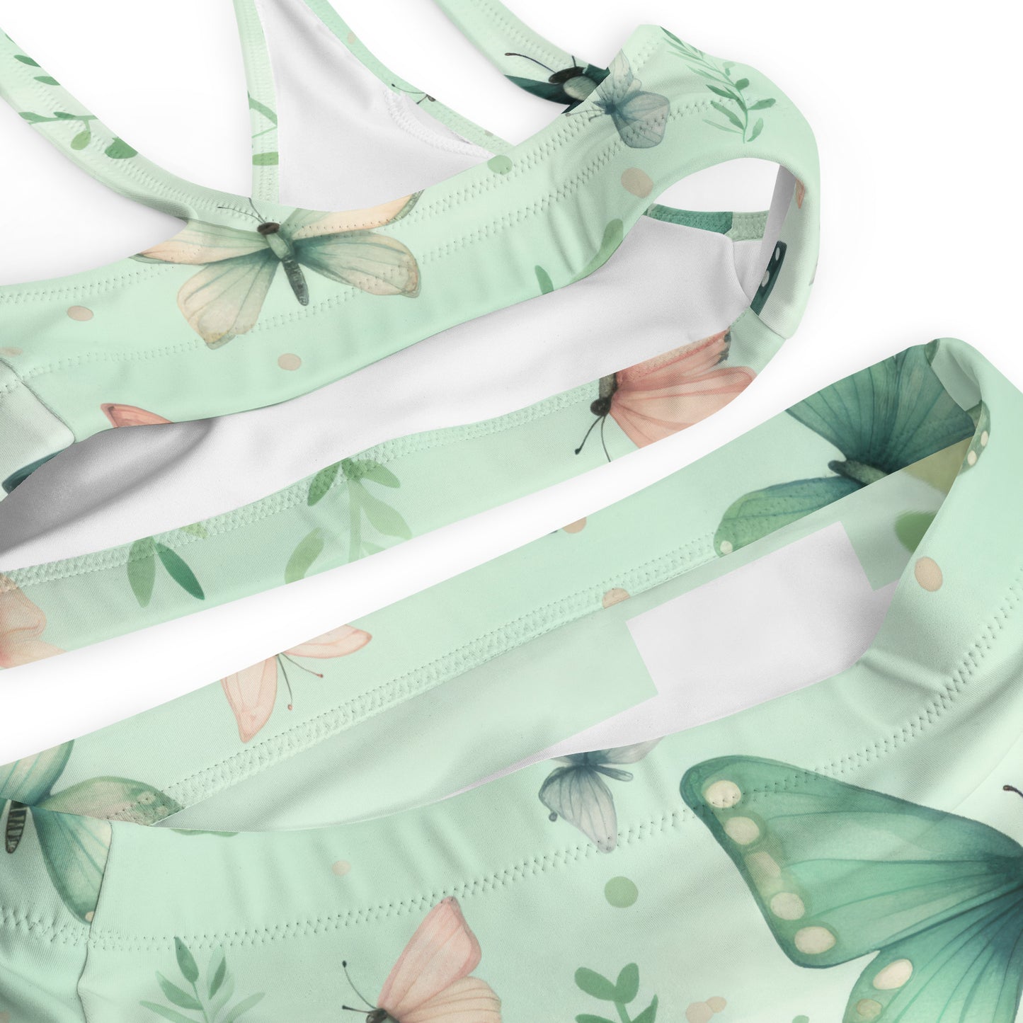 Green Butterfly Recycled High-Waisted Bikini